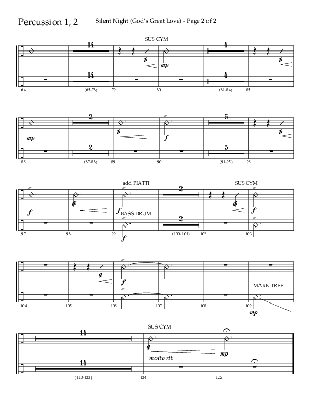 Silent Night (God’s Great Love) (Choral Anthem SATB) Percussion 1/2 (Arr. Cliff Duren / Lifeway Choral)