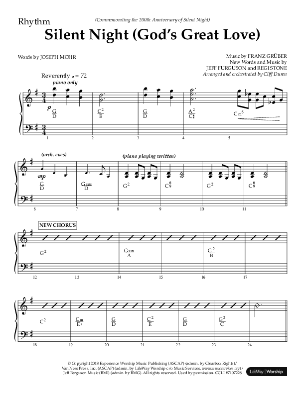 Silent Night (God’s Great Love) (Choral Anthem SATB) Lead Melody & Rhythm (Arr. Cliff Duren / Lifeway Choral)