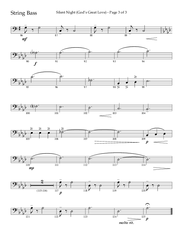 Silent Night (God’s Great Love) (Choral Anthem SATB) String Bass (Arr. Cliff Duren / Lifeway Choral)