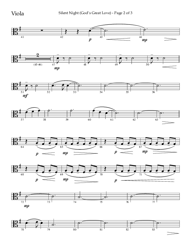 Silent Night (God’s Great Love) (Choral Anthem SATB) Viola (Arr. Cliff Duren / Lifeway Choral)