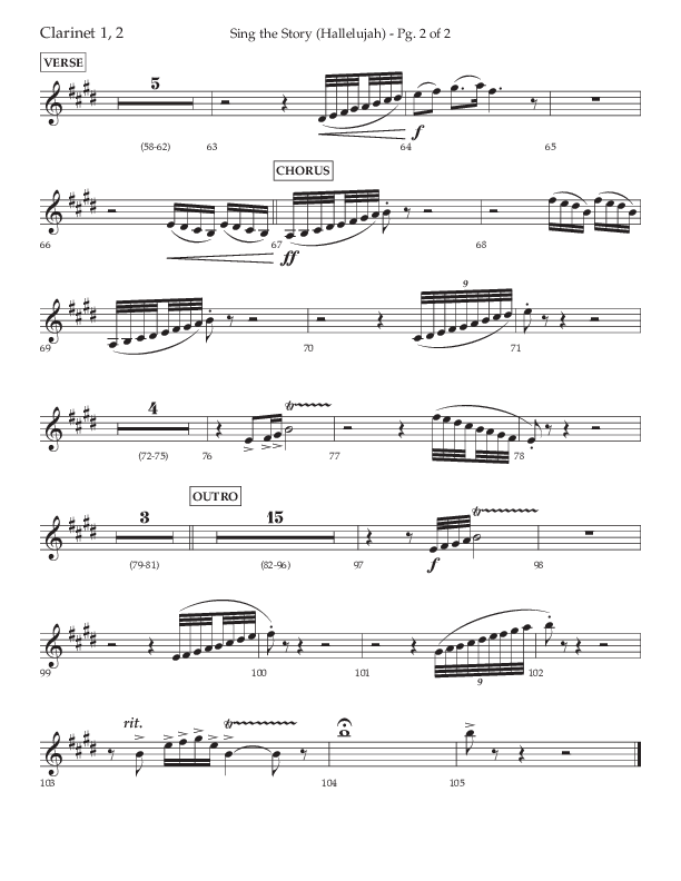 Sing The Story (Hallelujah) (Choral Anthem SATB) Clarinet 1/2 (Arr. John Bolin / Lifeway Choral)