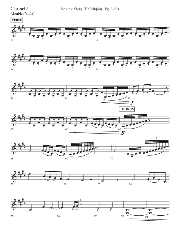 Sing The Story (Hallelujah) (Choral Anthem SATB) Clarinet 3 (Arr. John Bolin / Lifeway Choral)