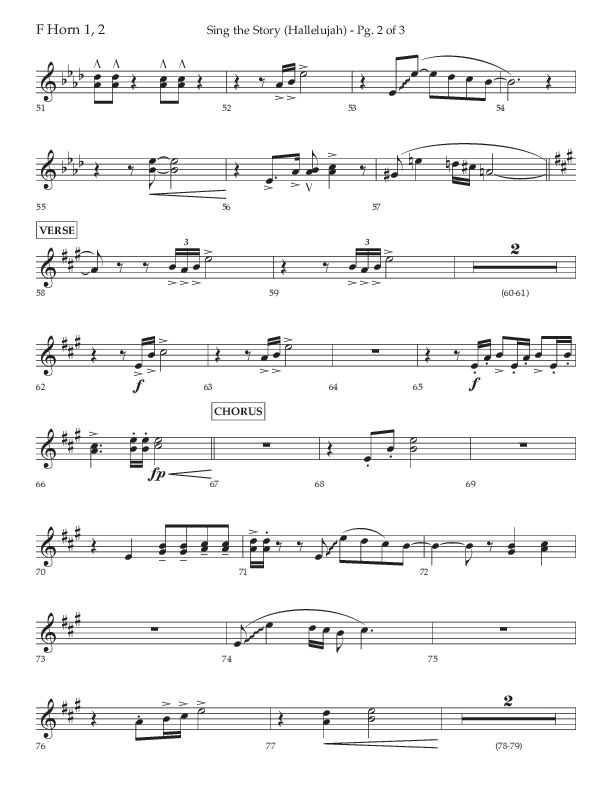 Sing The Story (Hallelujah) (Choral Anthem SATB) French Horn 1/2 (Arr. John Bolin / Lifeway Choral)