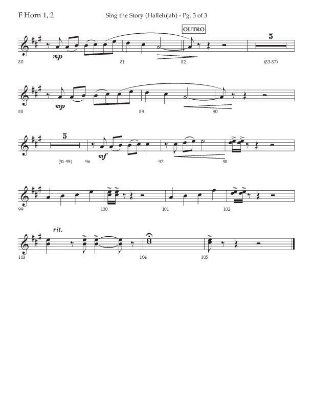 Sing The Story (Hallelujah) (Choral Anthem SATB) French Horn 1/2 (Arr. John Bolin / Lifeway Choral)
