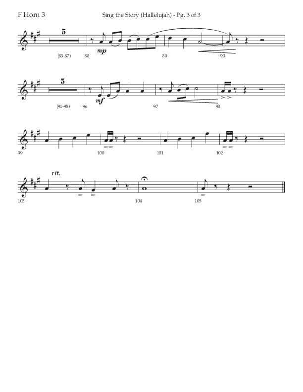 Sing The Story (Hallelujah) (Choral Anthem SATB) French Horn 3 (Arr. John Bolin / Lifeway Choral)