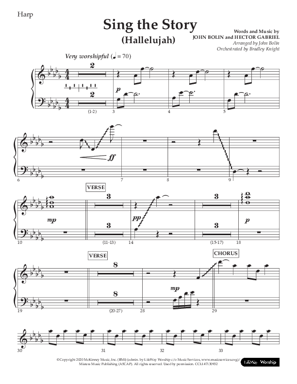 Sing The Story (Hallelujah) (Choral Anthem SATB) Harp (Arr. John Bolin / Lifeway Choral)
