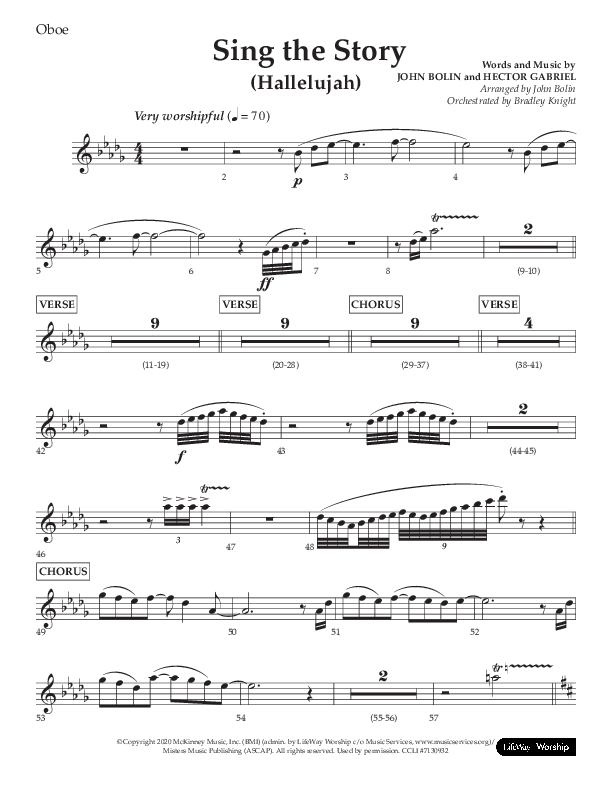 Sing The Story (Hallelujah) (Choral Anthem SATB) Oboe (Arr. John Bolin / Lifeway Choral)