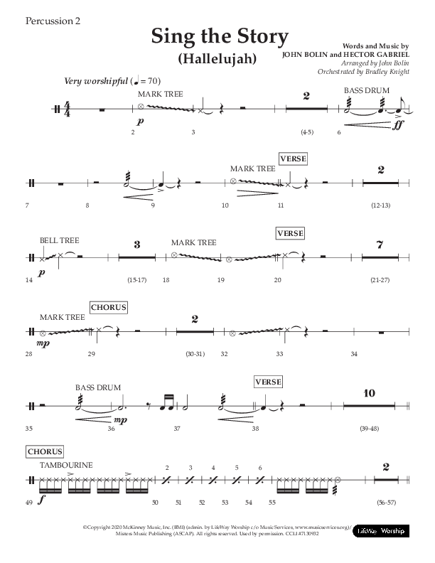 Sing The Story (Hallelujah) (Choral Anthem SATB) Percussion 1/2 (Arr. John Bolin / Lifeway Choral)
