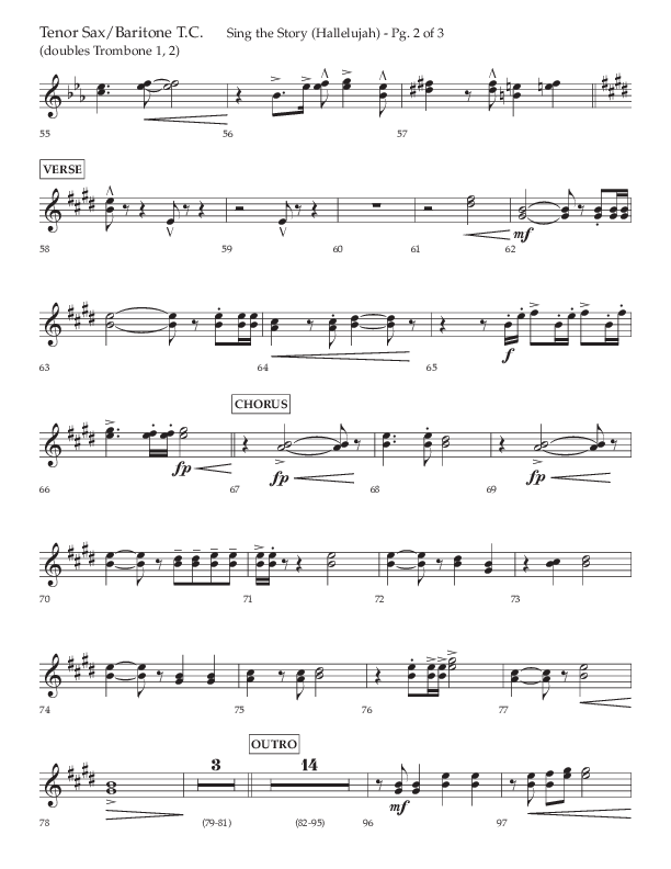 Sing The Story (Hallelujah) (Choral Anthem SATB) Tenor Sax/Baritone T.C. (Arr. John Bolin / Lifeway Choral)