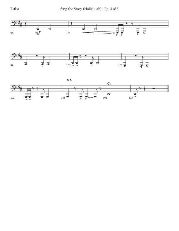 Sing The Story (Hallelujah) (Choral Anthem SATB) Tuba (Arr. John Bolin / Lifeway Choral)