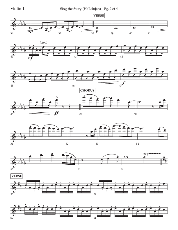 Sing The Story (Hallelujah) (Choral Anthem SATB) Violin 1 (Arr. John Bolin / Lifeway Choral)