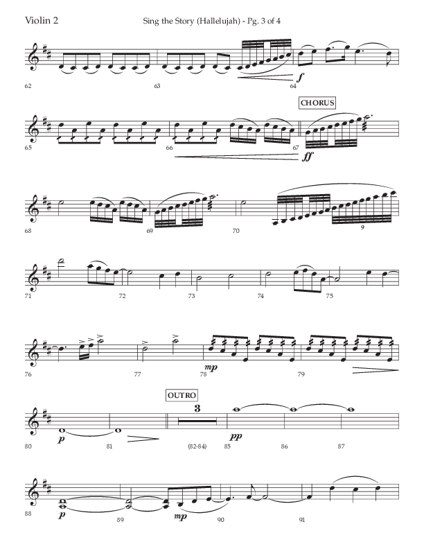 Sing The Story (Hallelujah) (Choral Anthem SATB) Violin 2 (Arr. John Bolin / Lifeway Choral)