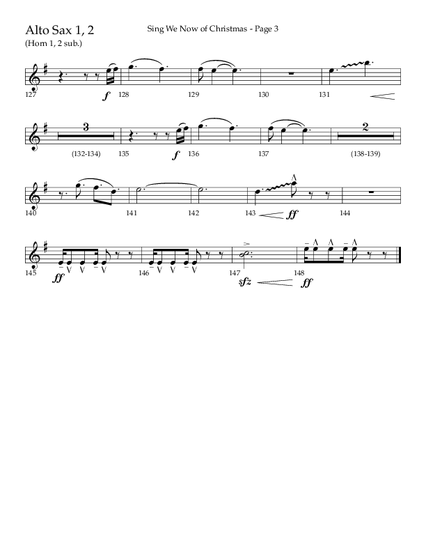 Sing We Now Of Christmas (Choral Anthem SATB) Alto Sax 1/2 (Lifeway Choral / Arr. David Wise)