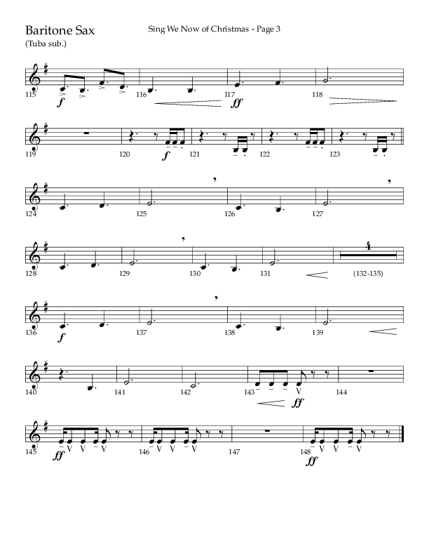 Sing We Now Of Christmas (Choral Anthem SATB) Bari Sax (Lifeway Choral / Arr. David Wise)