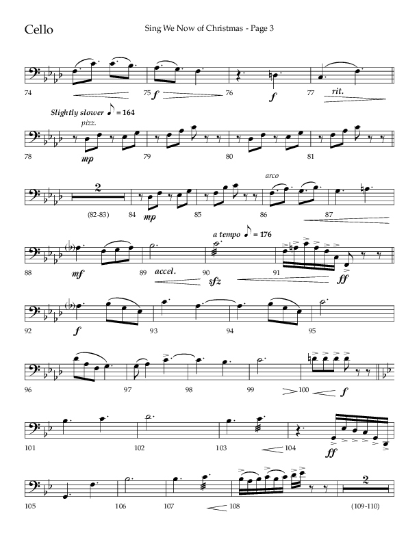 Sing We Now Of Christmas (Choral Anthem SATB) Cello (Lifeway Choral / Arr. David Wise)
