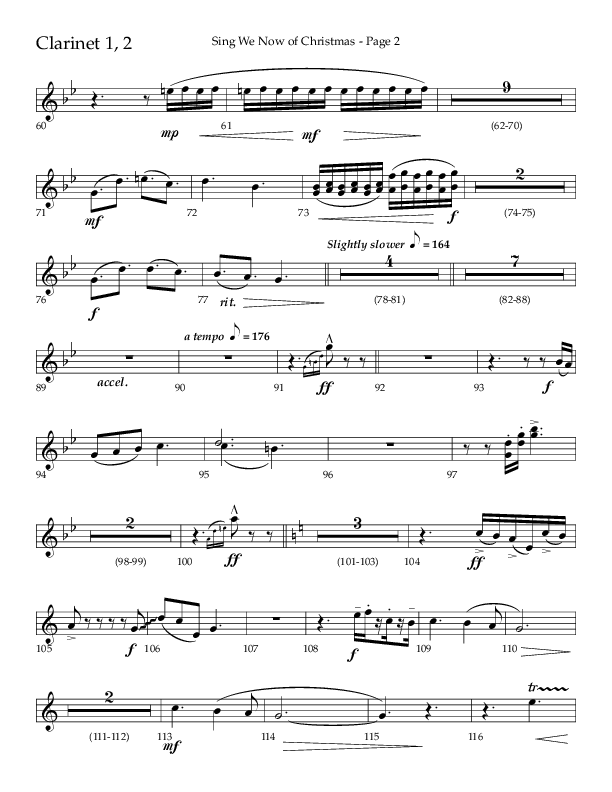 Sing We Now Of Christmas (Choral Anthem SATB) Clarinet 1/2 (Lifeway Choral / Arr. David Wise)