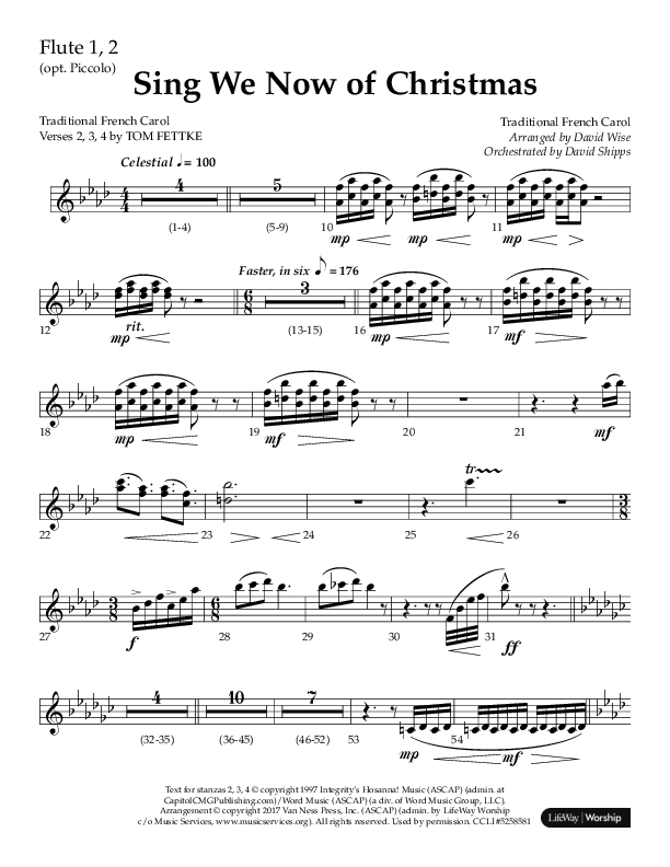 Sing We Now Of Christmas (Choral Anthem SATB) Flute 1/2 (Lifeway Choral / Arr. David Wise)