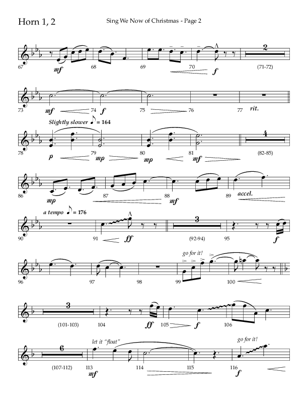 Sing We Now Of Christmas (Choral Anthem SATB) French Horn 1/2 (Lifeway Choral / Arr. David Wise)