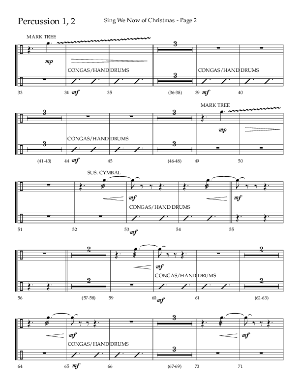 Sing We Now Of Christmas (Choral Anthem SATB) Percussion 1/2 (Lifeway Choral / Arr. David Wise)