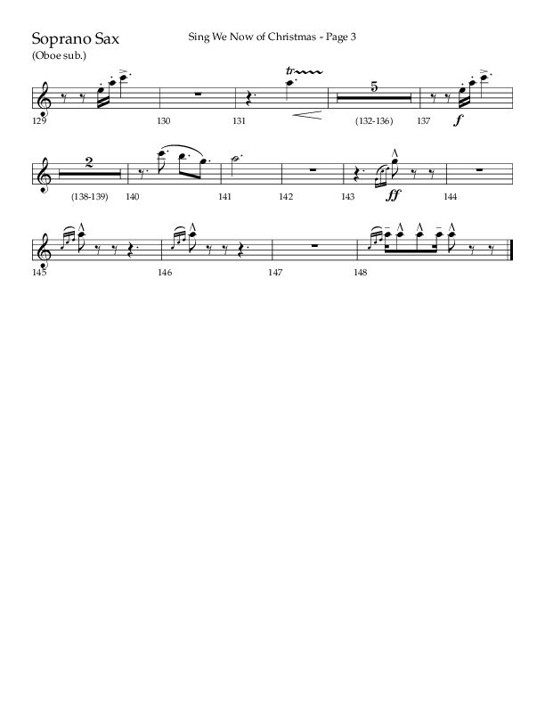Sing We Now Of Christmas (Choral Anthem SATB) Soprano Sax (Lifeway Choral / Arr. David Wise)