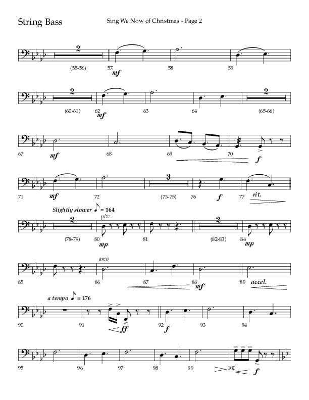 Sing We Now Of Christmas (Choral Anthem SATB) String Bass (Lifeway Choral / Arr. David Wise)