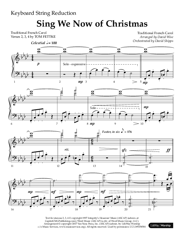 Sing We Now Of Christmas (Choral Anthem SATB) String Reduction (Lifeway Choral / Arr. David Wise)
