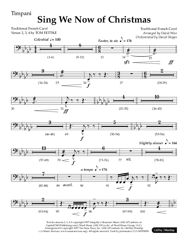 Sing We Now Of Christmas (Choral Anthem SATB) Timpani (Lifeway Choral / Arr. David Wise)