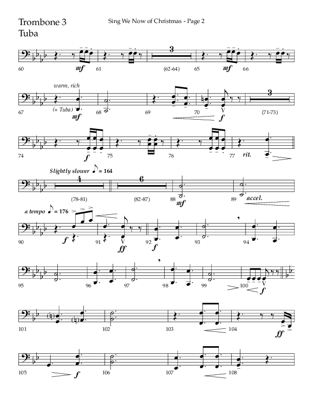 Sing We Now Of Christmas (Choral Anthem SATB) Trombone 3/Tuba (Lifeway Choral / Arr. David Wise)