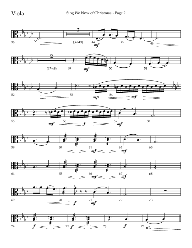 Sing We Now Of Christmas (Choral Anthem SATB) Viola (Lifeway Choral / Arr. David Wise)