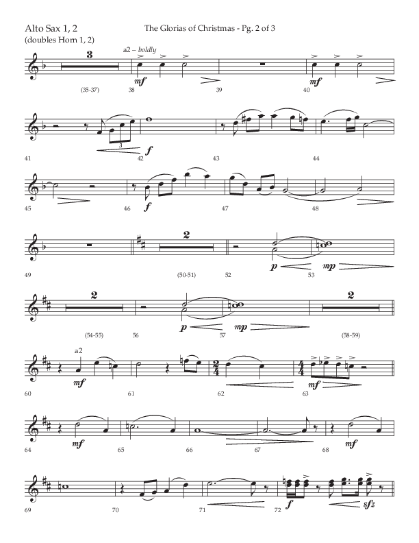 The Glorias Of Christmas (Choral Anthem SATB) Alto Sax 1/2 (Arr. David Wise / Lifeway Choral)