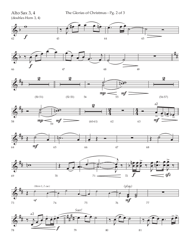 The Glorias Of Christmas (Choral Anthem SATB) Alto Sax (Arr. David Wise / Lifeway Choral)