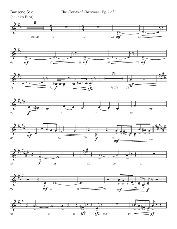 The Glorias Of Christmas (Choral Anthem SATB) Bari Sax (Arr. David Wise / Lifeway Choral)