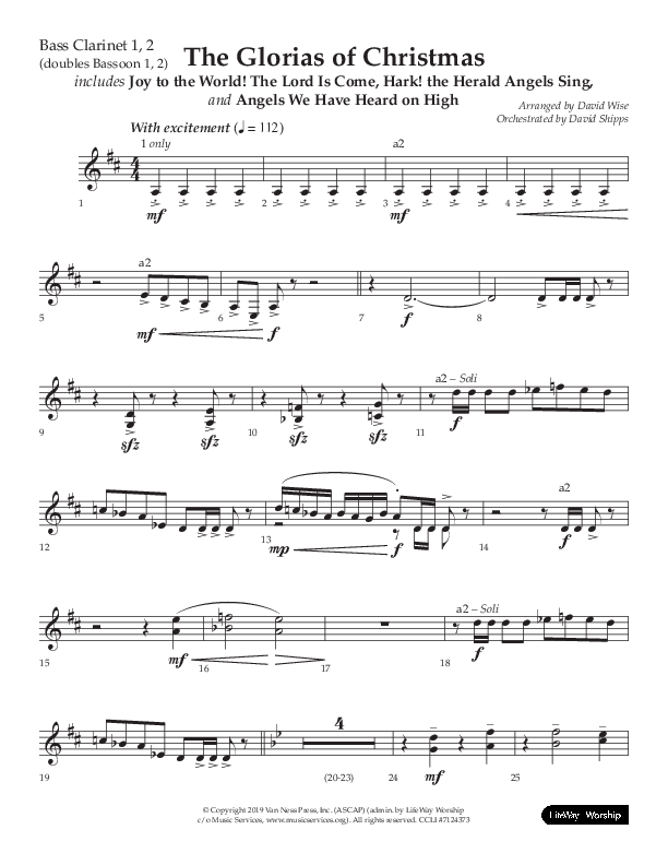 The Glorias Of Christmas (Choral Anthem SATB) Bass Clarinet (Arr. David Wise / Lifeway Choral)