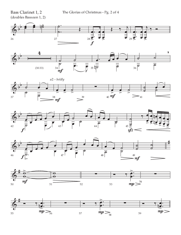 The Glorias Of Christmas (Choral Anthem SATB) Bass Clarinet (Arr. David Wise / Lifeway Choral)