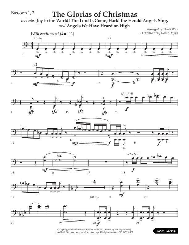 The Glorias Of Christmas (Choral Anthem SATB) Bassoon 1/2 (Arr. David Wise / Lifeway Choral)