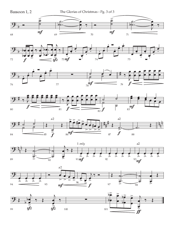 The Glorias Of Christmas (Choral Anthem SATB) Bassoon 1/2 (Arr. David Wise / Lifeway Choral)