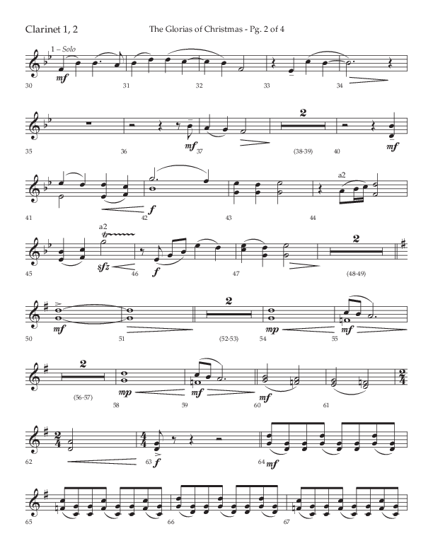 The Glorias Of Christmas (Choral Anthem SATB) Clarinet 1/2 (Arr. David Wise / Lifeway Choral)