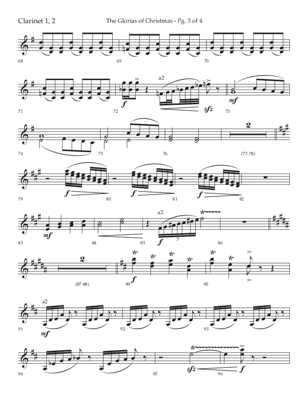 The Glorias Of Christmas (Choral Anthem SATB) Clarinet 1/2 (Arr. David Wise / Lifeway Choral)