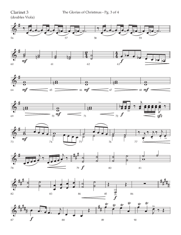 The Glorias Of Christmas (Choral Anthem SATB) Clarinet 3 (Arr. David Wise / Lifeway Choral)