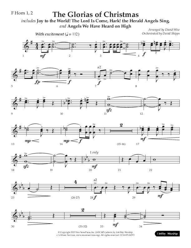 The Glorias Of Christmas (Choral Anthem SATB) French Horn 1/2 (Arr. David Wise / Lifeway Choral)