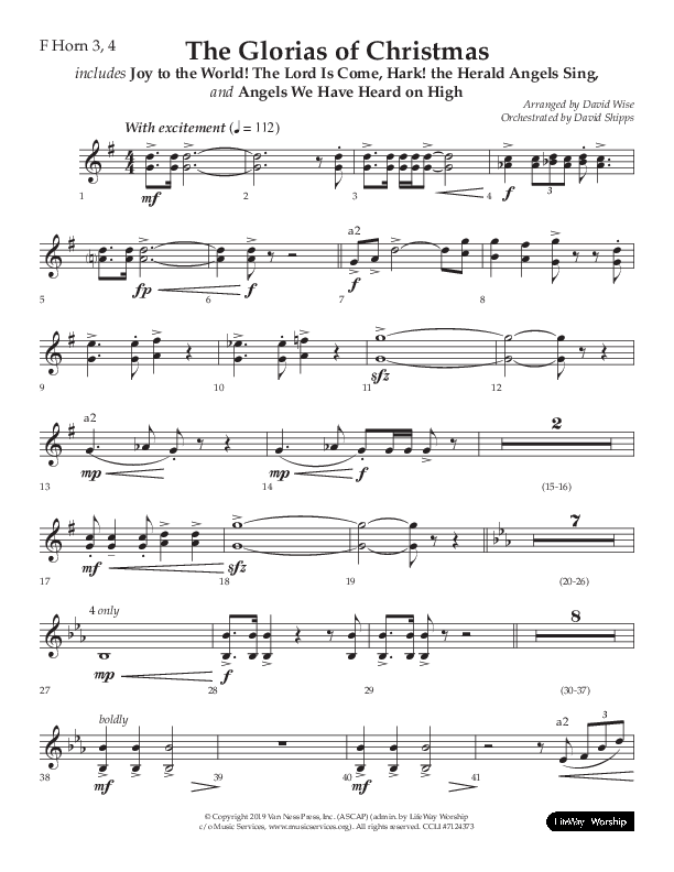 The Glorias Of Christmas (Choral Anthem SATB) French Horn 3 (Arr. David Wise / Lifeway Choral)