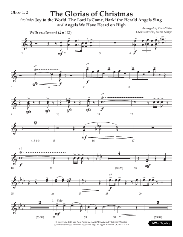The Glorias Of Christmas (Choral Anthem SATB) Oboe 1/2 (Arr. David Wise / Lifeway Choral)