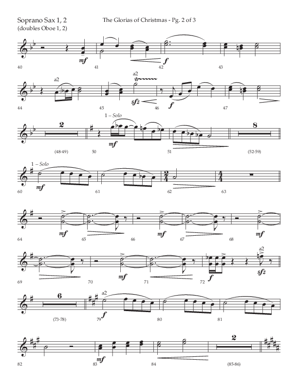 The Glorias Of Christmas (Choral Anthem SATB) Soprano Sax (Arr. David Wise / Lifeway Choral)