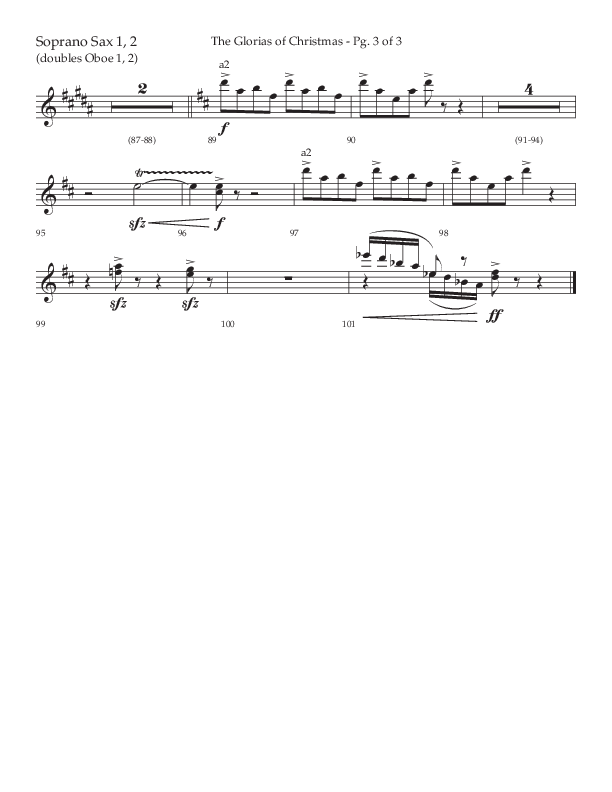 The Glorias Of Christmas (Choral Anthem SATB) Soprano Sax (Arr. David Wise / Lifeway Choral)