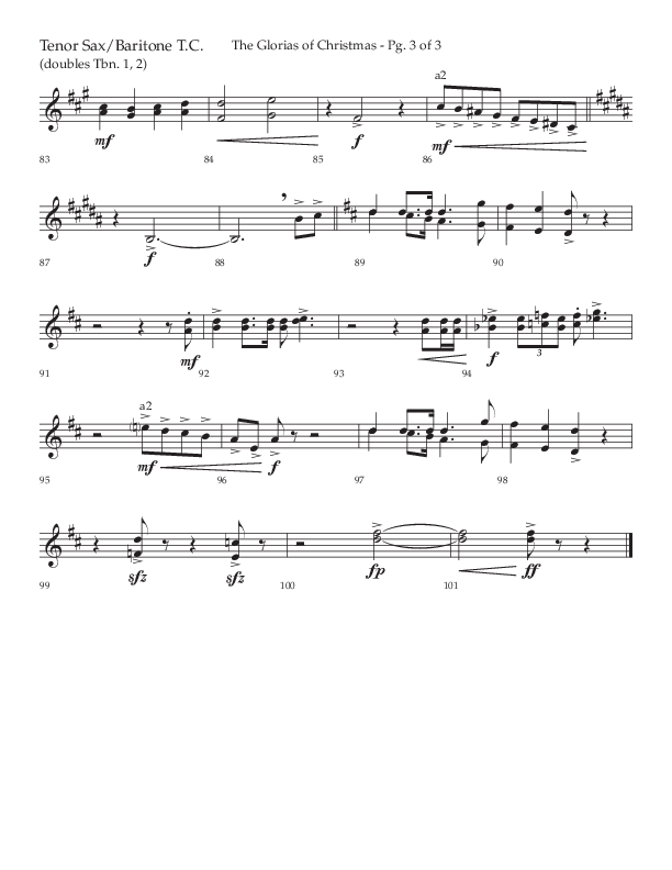 The Glorias Of Christmas (Choral Anthem SATB) Tenor Sax/Baritone T.C. (Arr. David Wise / Lifeway Choral)