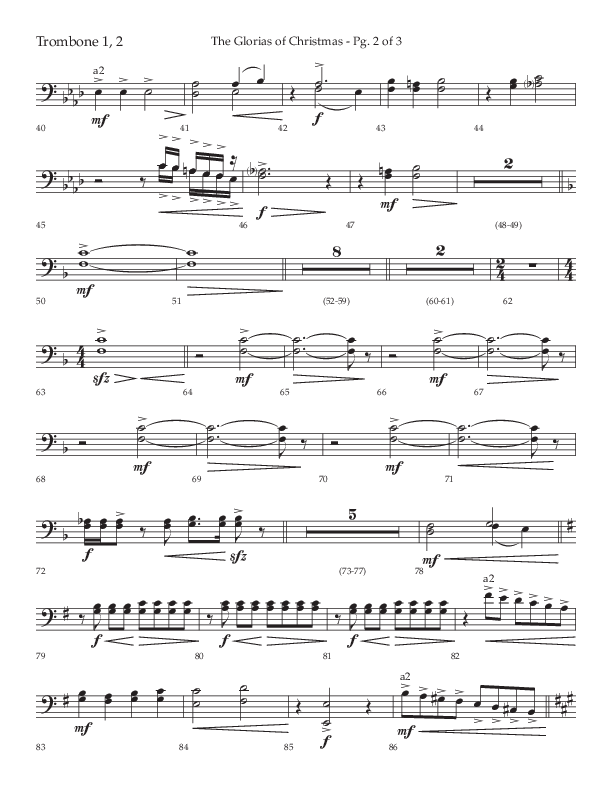 The Glorias Of Christmas (Choral Anthem SATB) Trombone 1/2 (Arr. David Wise / Lifeway Choral)