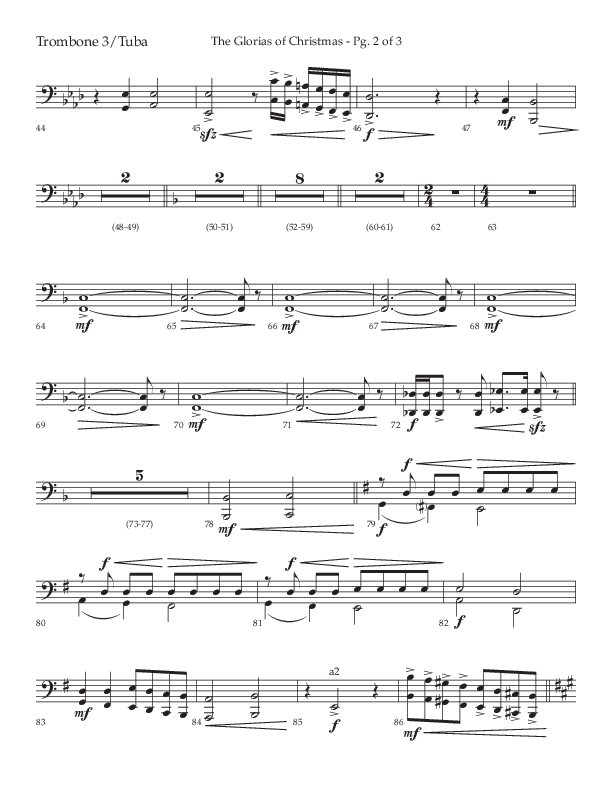 The Glorias Of Christmas (Choral Anthem SATB) Trombone 3/Tuba (Arr. David Wise / Lifeway Choral)