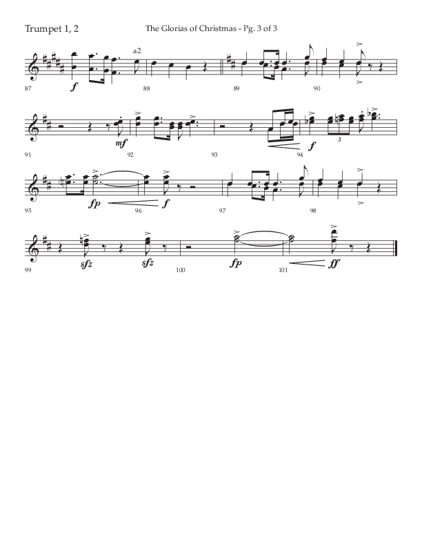 The Glorias Of Christmas (Choral Anthem SATB) Trumpet 1,2 (Arr. David Wise / Lifeway Choral)
