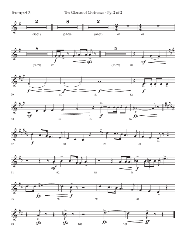 The Glorias Of Christmas (Choral Anthem SATB) Trumpet 3 (Arr. David Wise / Lifeway Choral)