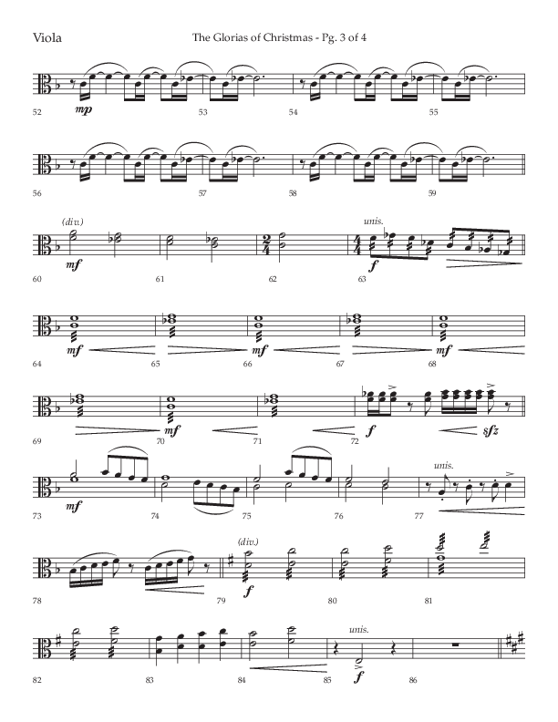 The Glorias Of Christmas (Choral Anthem SATB) Viola (Arr. David Wise / Lifeway Choral)